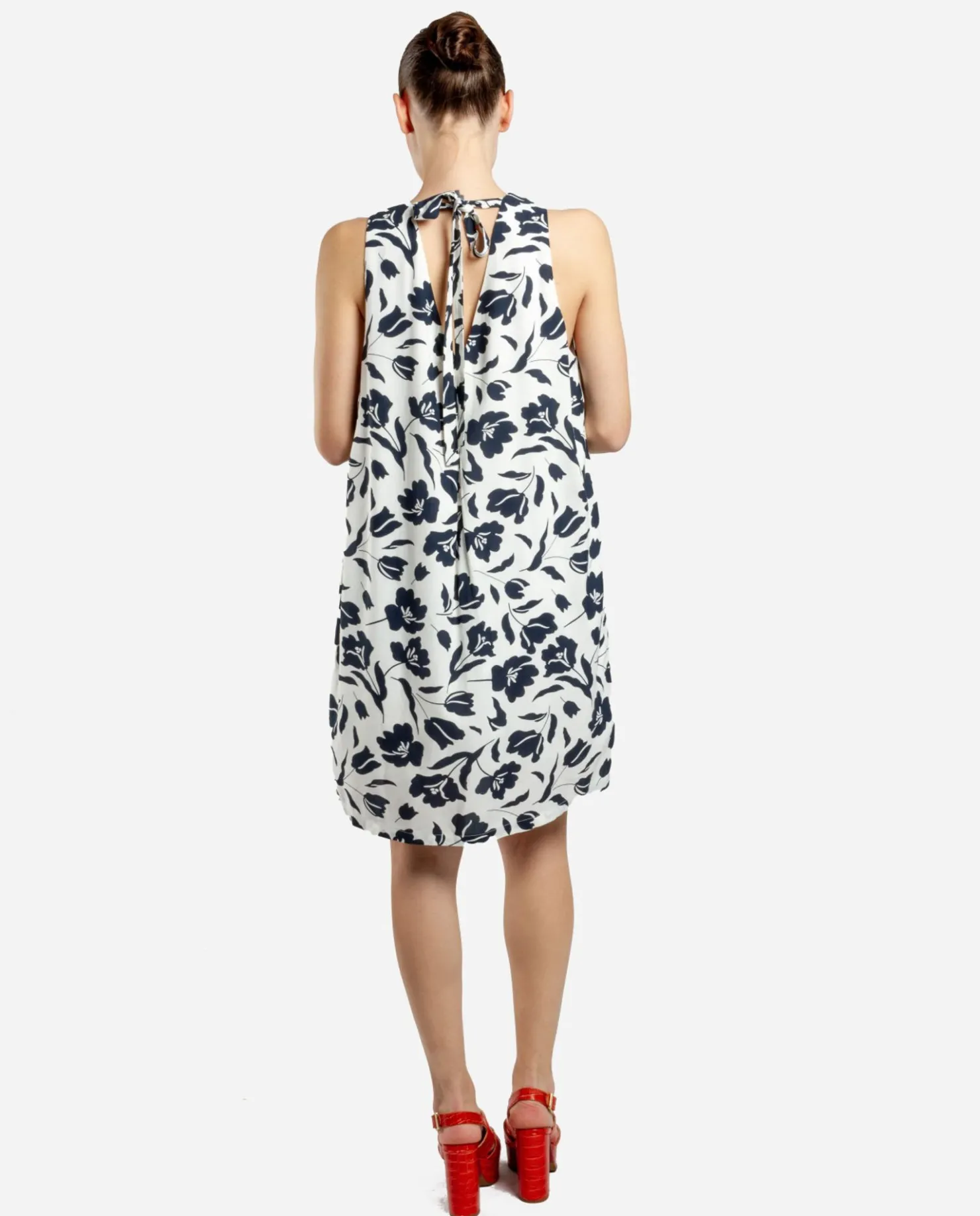 Sale Cuplé Mini Vestido Escote Pliegues Viscosa Estampado Flo