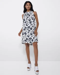 Sale Cuplé Mini Vestido Escote Pliegues Viscosa Estampado Flo