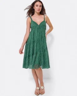 Discount Cuplé Mini Vestido Vuelo Gasa Leopardo Verde