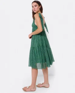 Discount Cuplé Mini Vestido Vuelo Gasa Leopardo Verde