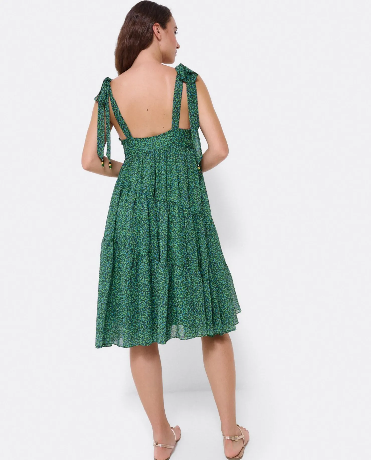 Discount Cuplé Mini Vestido Vuelo Gasa Leopardo Verde
