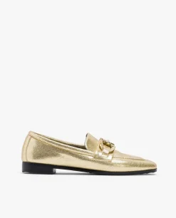 Clearance Cuplé Mocasin Hebilla Lame Metalizado Oro