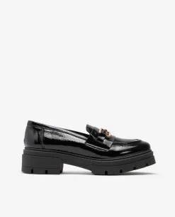 Hot Cuplé Mocasin Trabilla Charol Piel Negro
