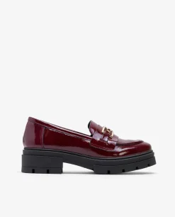 New Cuplé Mocasin Trabilla Charol Piel Burdeos