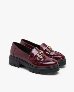 New Cuplé Mocasin Trabilla Charol Piel Burdeos