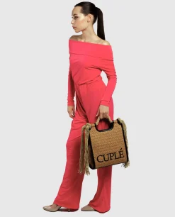 Online Cuplé Mono Hombros Descubiertos Punto Naranja