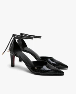 Clearance Cuplé Pala Talon Medio Charol Negro