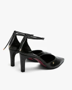 Clearance Cuplé Pala Talon Medio Charol Negro