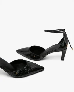 Clearance Cuplé Pala Talon Medio Charol Negro