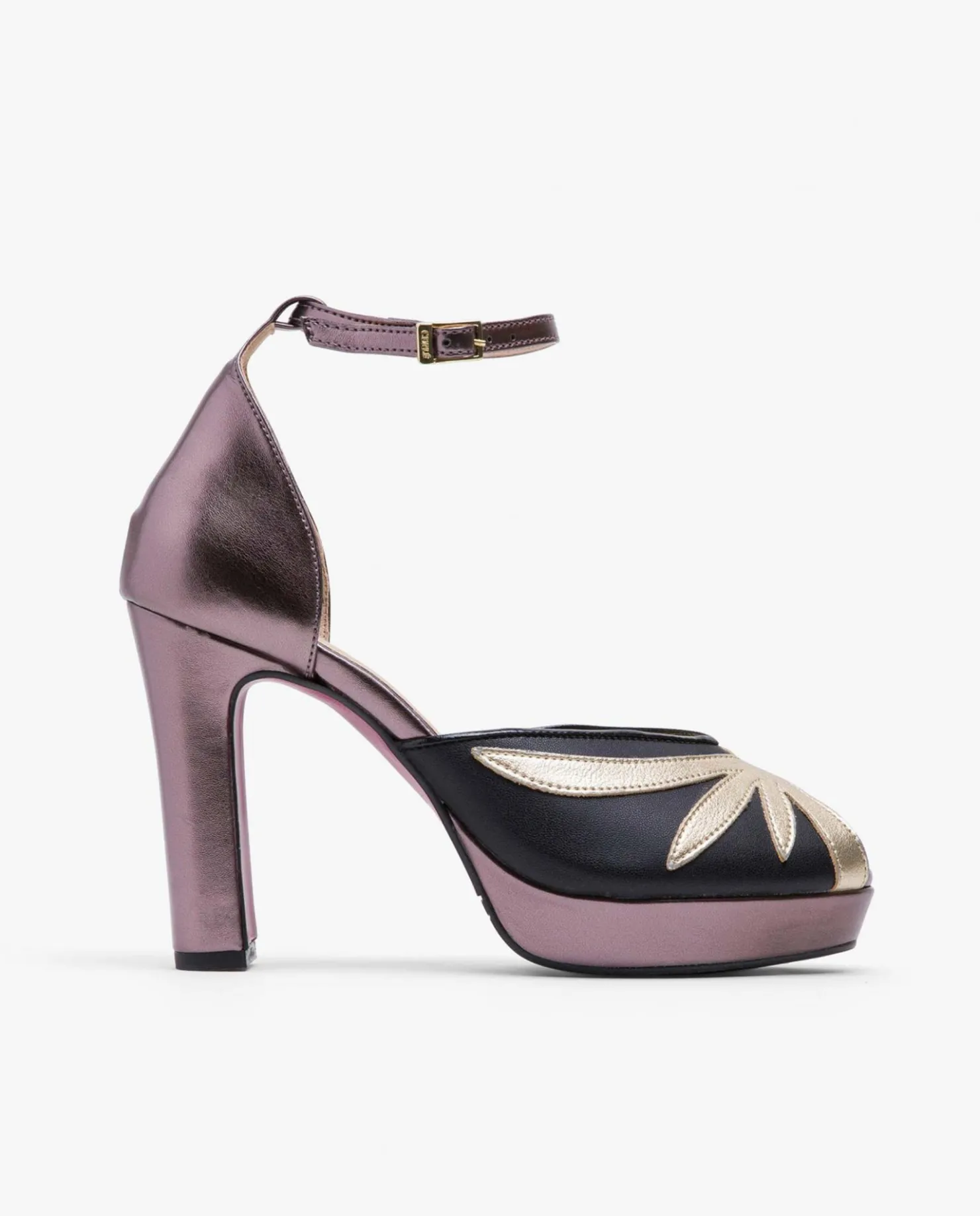 Best Cuplé Pala Talon Peep Toe Lame Metalizado Bronce