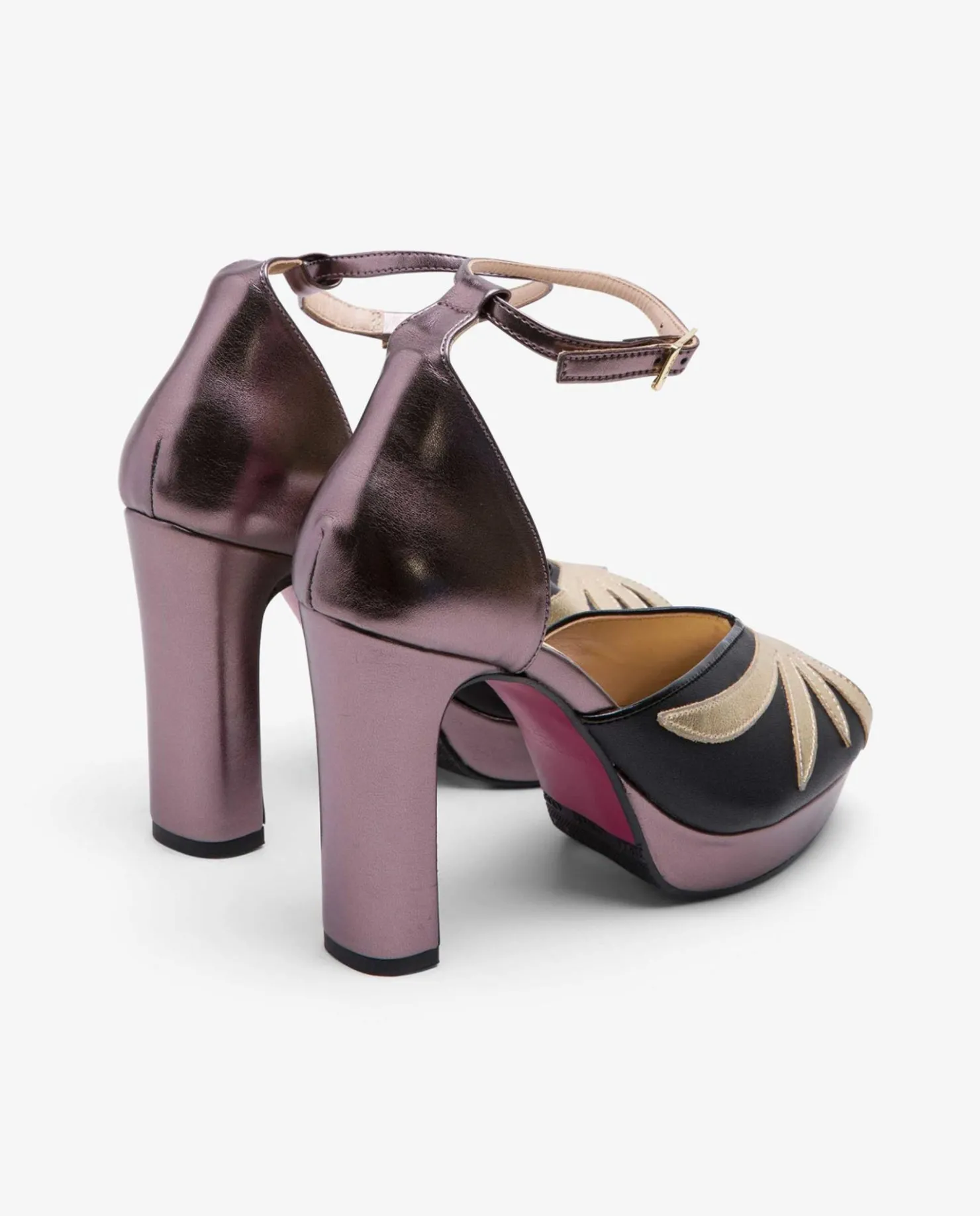 Best Cuplé Pala Talon Peep Toe Lame Metalizado Bronce