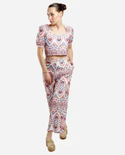 New Cuplé Pantalon Bordado Algodon Multicolor