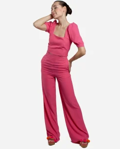 Discount Cuplé Pantalon Campana Crep Fucsia