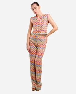 Discount Cuplé Pantalon Campana Crochet Multicolor