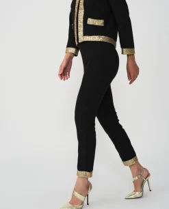 Online Cuplé Pantalon Crep Negro Lentejuelas
