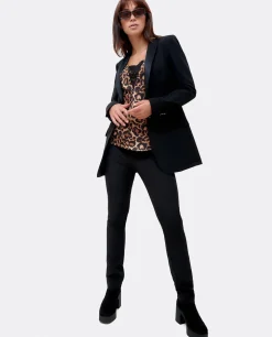 Discount Cuplé Pantalon Pitillo Doble Tela Negro