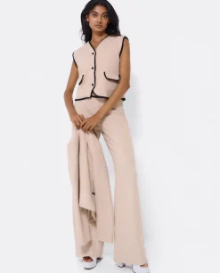 Discount Cuplé Pantalon Puntilla Tweed Beig