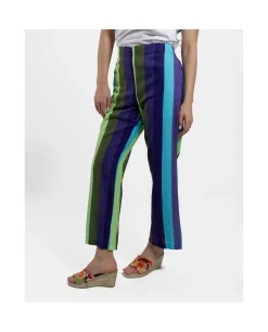 Hot Cuplé Pantalon Recto Algodon Rayas Azul