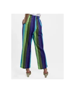 Hot Cuplé Pantalon Recto Algodon Rayas Azul