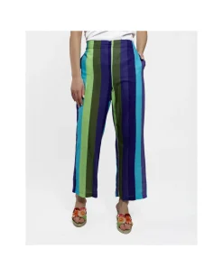 Hot Cuplé Pantalon Recto Algodon Rayas Azul