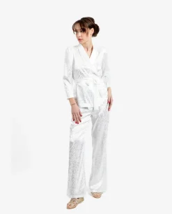 New Cuplé Pantalon Recto Jacquard Blanco