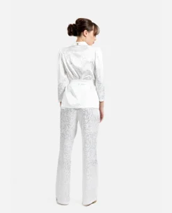 New Cuplé Pantalon Recto Jacquard Blanco