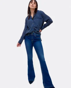 Outlet Cuplé Pantalon Vaquero Con Campana Vaquero Marino