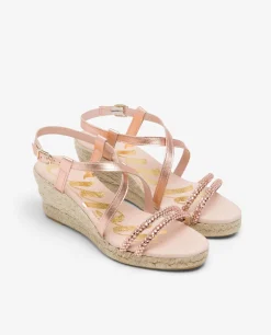 Sale Cuplé Sandalia Cuna Tiras Strass Rosa