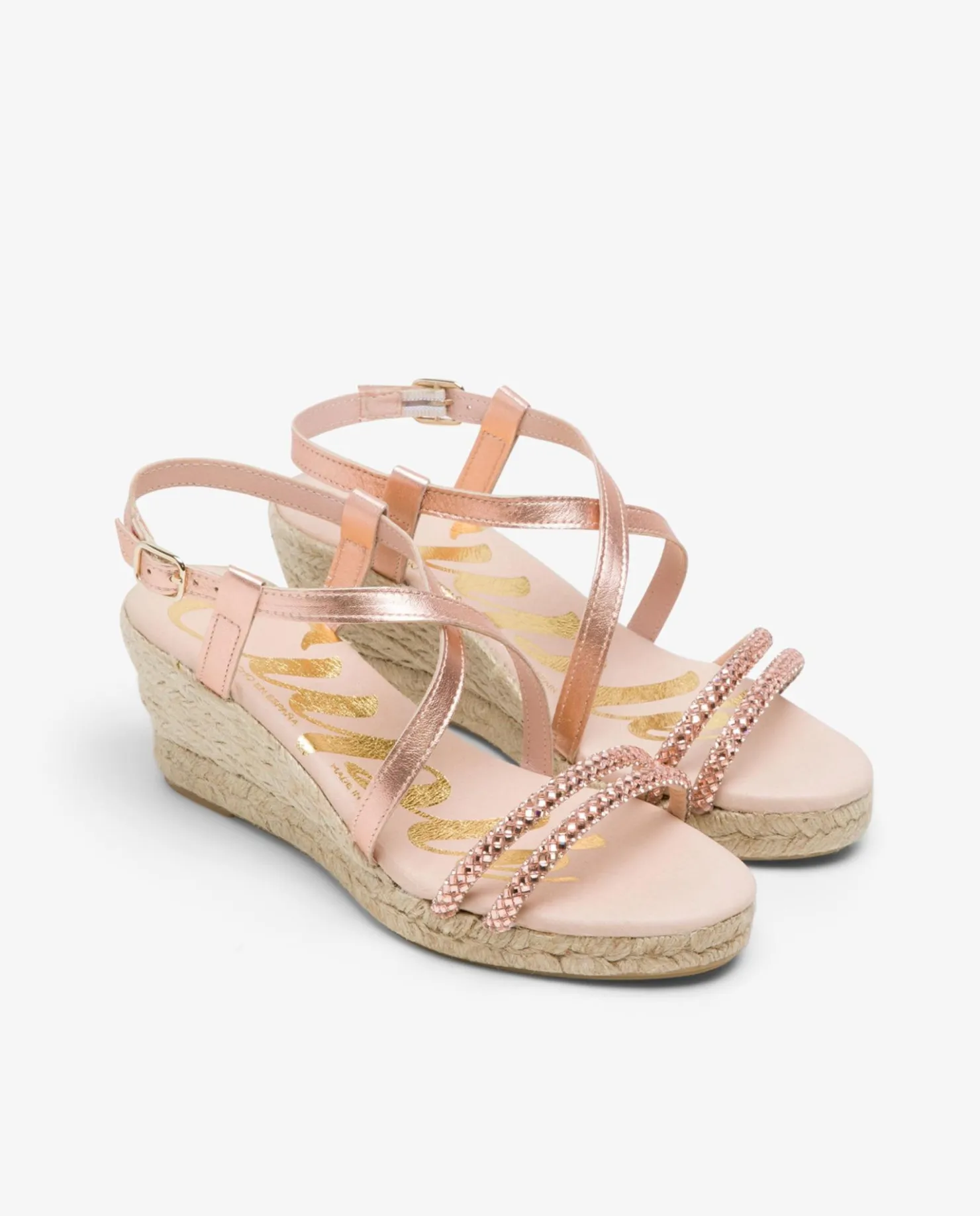 Sale Cuplé Sandalia Cuna Tiras Strass Rosa