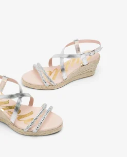 Online Cuplé Sandalia Cuna Tiras Strass Plata