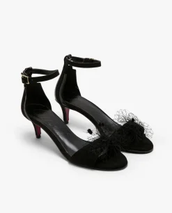 Clearance Cuplé Sandalia Pala Ultrasuede Negro
