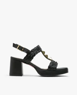 Discount Cuplé Sandalia Piramides Rafia Negro