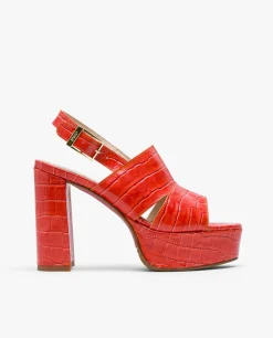 New Cuplé Sandalia Plataforma Napa Coco Naranja