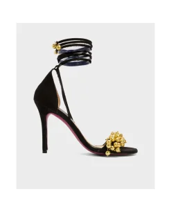 Online Cuplé Sandalia Ronda Tacón Ultrasuede Negro