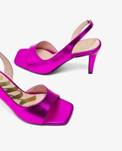 Sale Cuplé Sandalia Tecnopiel Metalizado Fucsia
