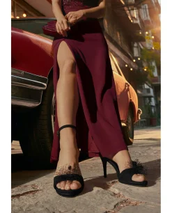 Hot Cuplé Sandalia Ultrasuede Negro
