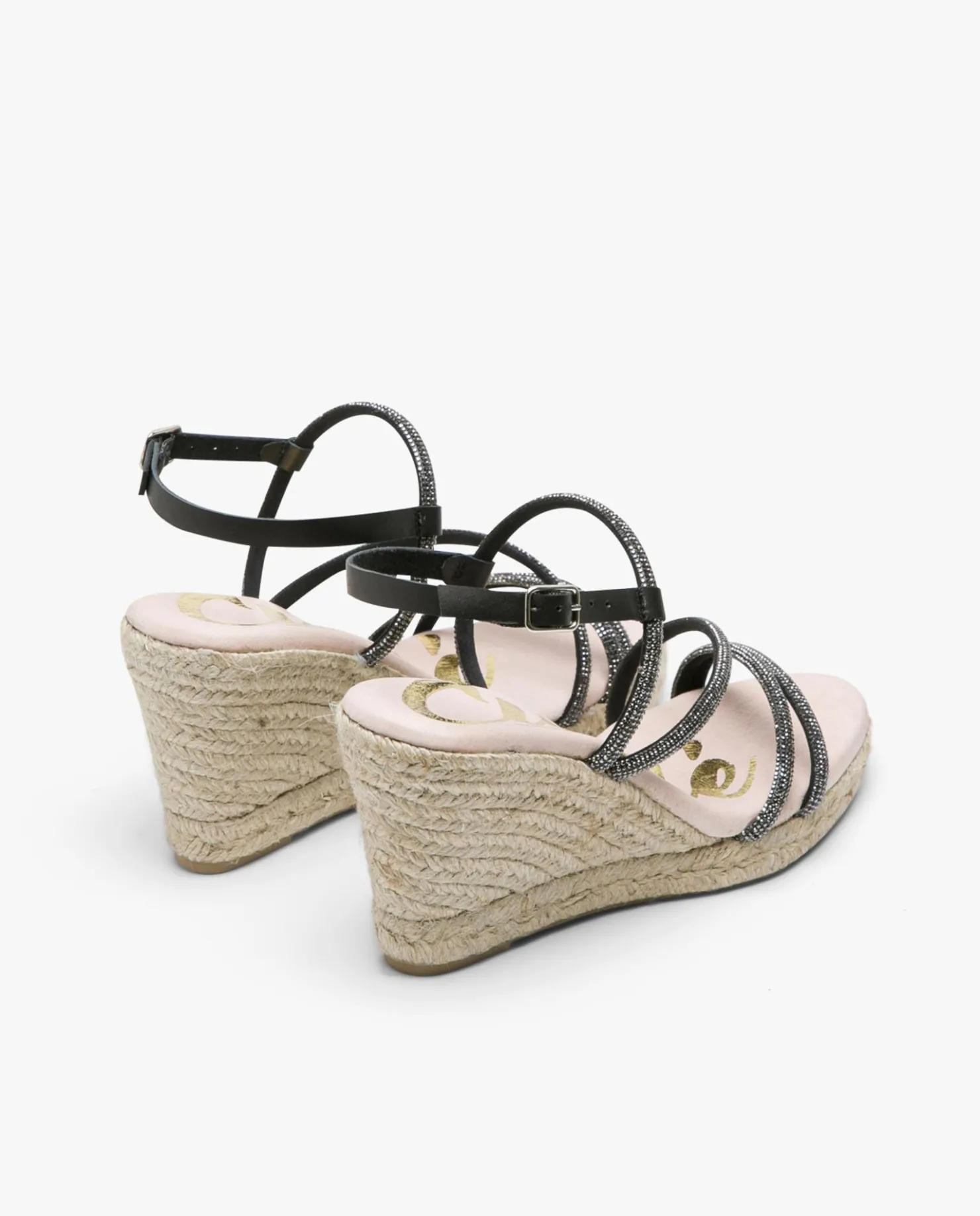 Cuplé Sandaliacuna Tiras Strass Negro