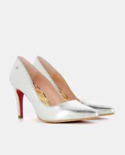 Best Cuplé Stiletto Napa Lame Argento Napa Metalizado Plata