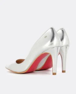 Best Cuplé Stiletto Napa Lame Argento Napa Metalizado Plata