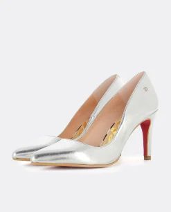 Best Cuplé Stiletto Napa Lame Argento Napa Metalizado Plata