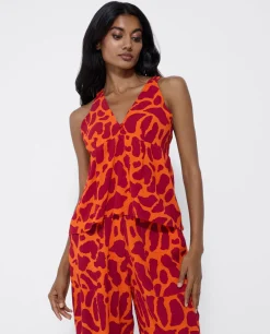 Sale Cuplé Top Botones Crep Estampado Jirafa