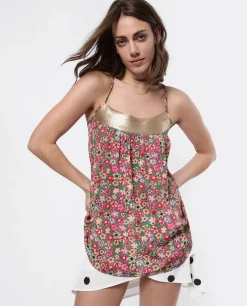 Clearance Cuplé Top Lentejuelas Tirantes Sedin Estampado Flores Li