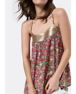 Clearance Cuplé Top Lentejuelas Tirantes Sedin Estampado Flores Li