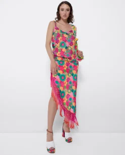 Best Cuplé Top Tirantes Saten Estampado Flores