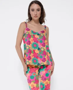 Best Cuplé Top Tirantes Saten Estampado Flores