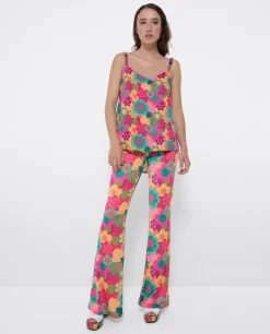 Best Cuplé Top Tirantes Saten Estampado Flores