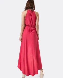 Sale Cuplé Vestido Asimetrico Cola Punto Circular Coral