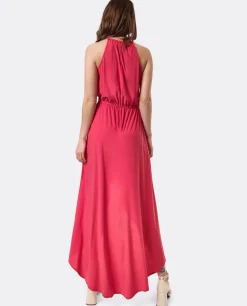 Sale Cuplé Vestido Asimetrico Cola Punto Circular Coral