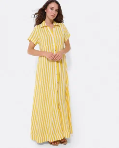 Best Cuplé Vestido Camisero Largo Viscosa Amarillo