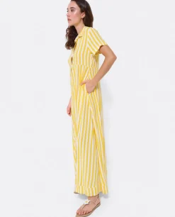 Best Cuplé Vestido Camisero Largo Viscosa Amarillo